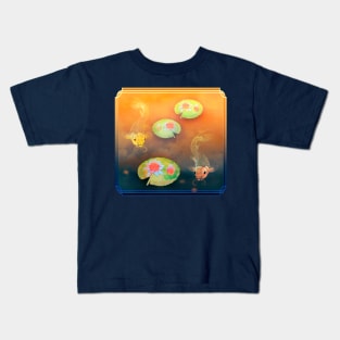 Koi Fish Lilypad Lotus Sunrise Kids T-Shirt